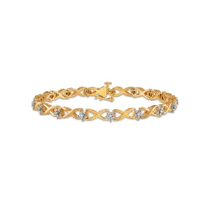 1/10 CTW Diamond 7-inch Infinity Tennis Bracelet in Yellow Gold Plated Sterling Silver