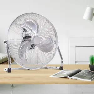 20" Adjustable Chrome Metal Floor Fan - Silver