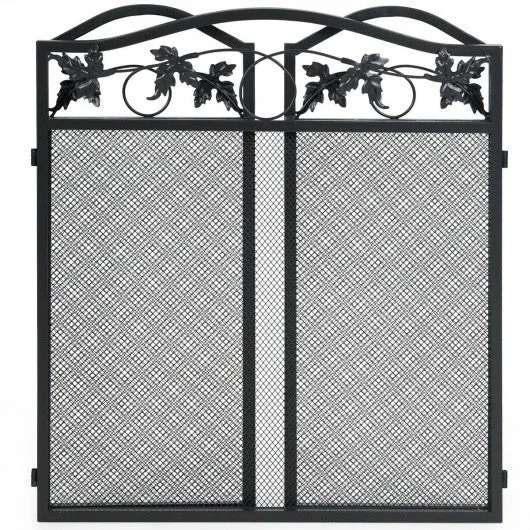 3 Panel Foldable Steel Fireplace Screen Spark Guard Fence