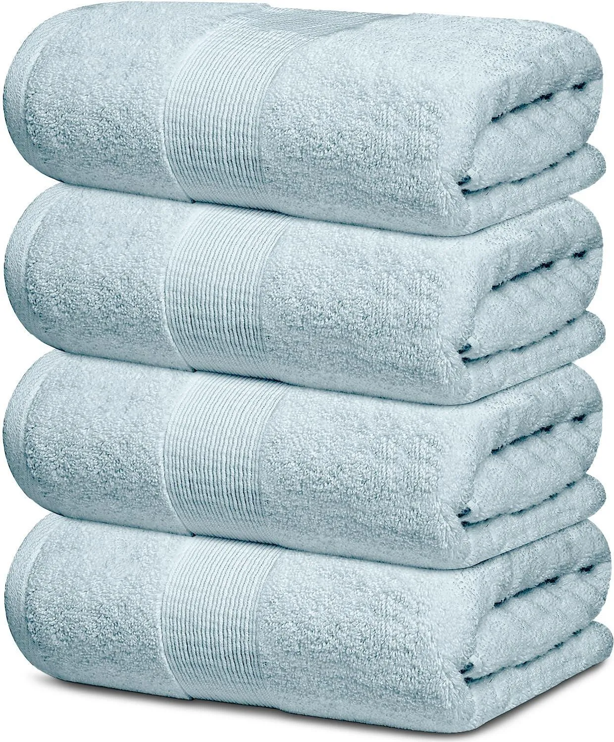 4 Pack Resort Collection Soft Bath Towel 28x55 in Luxury Plush Cotton Light Blue