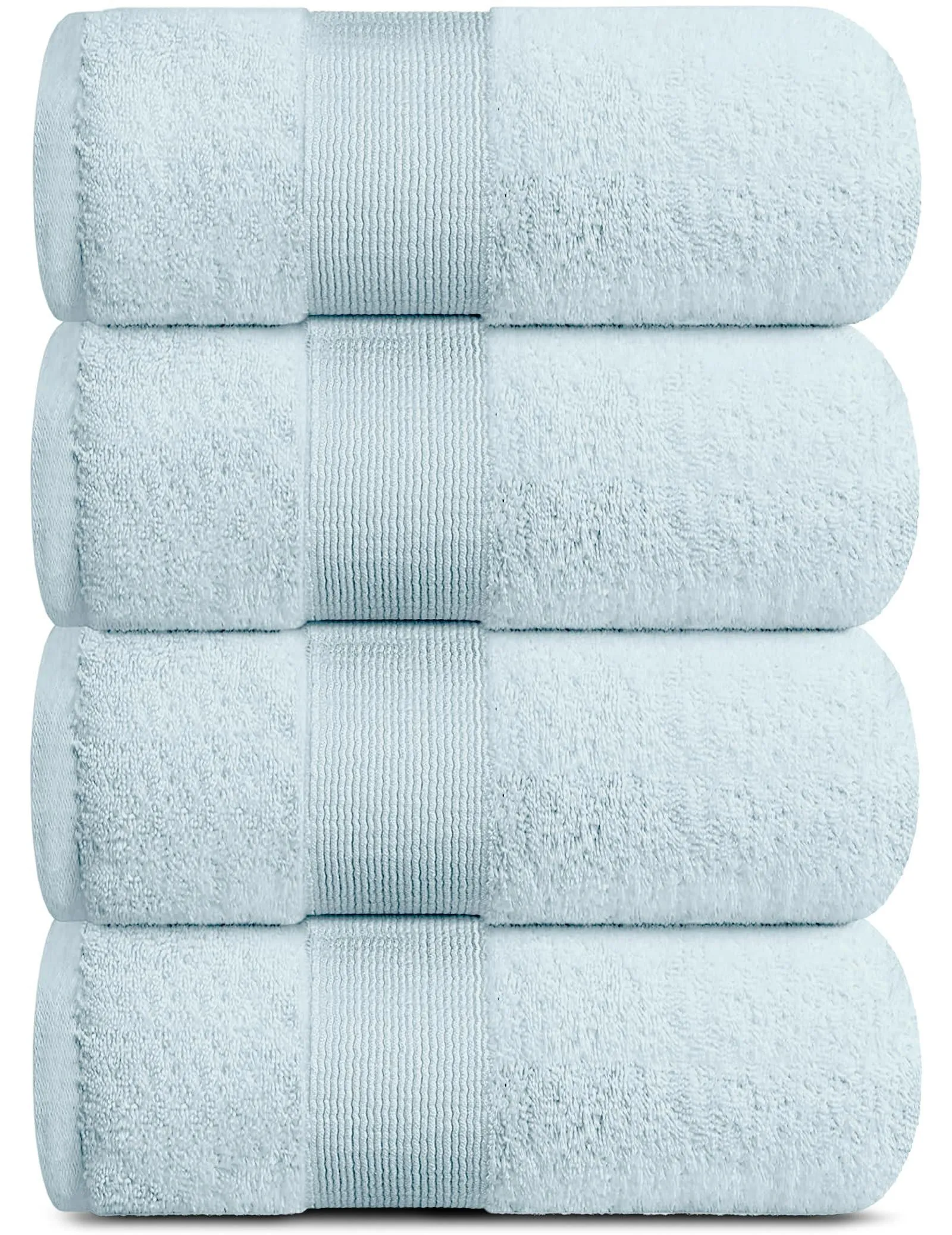 4 Pack Resort Collection Soft Bath Towel 28x55 in Luxury Plush Cotton Light Blue