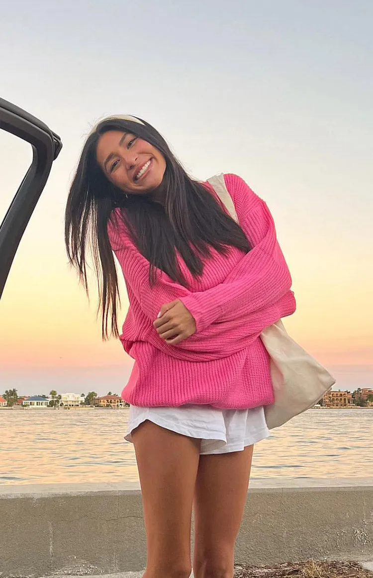 Adaline Pink Oversized Sweater Dress