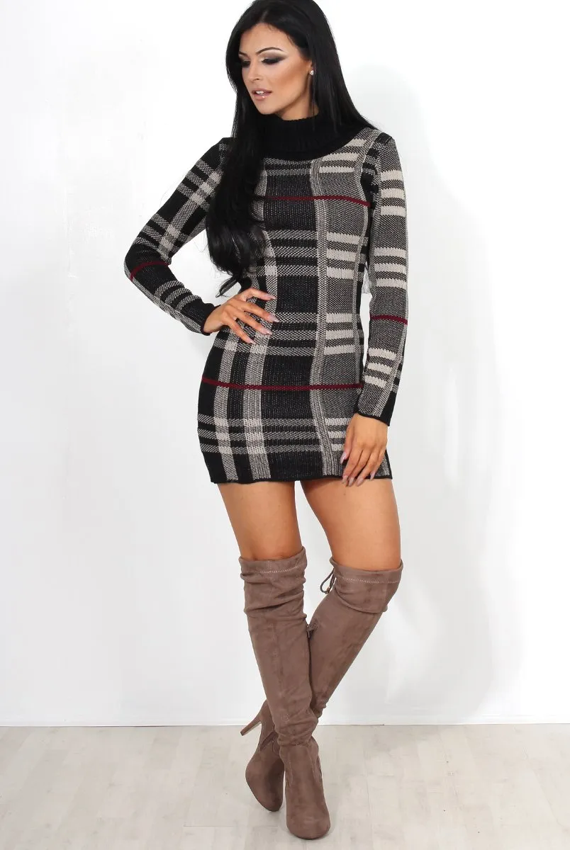 Black Knitted Jumper Dress-Kande