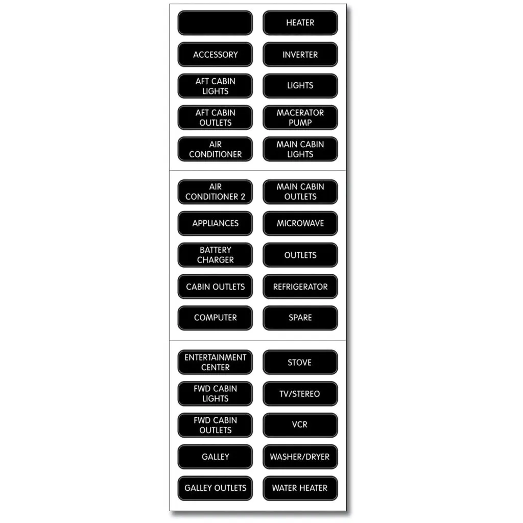 Blue Sea 8031 Basic AC Panel Label Set - 30 Labels