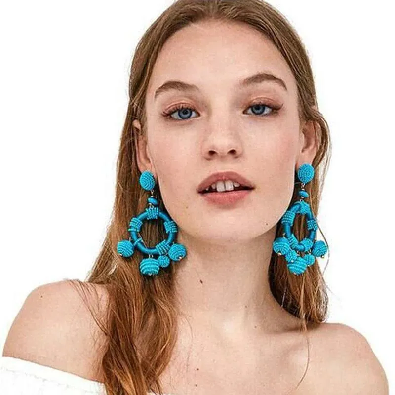 Bohemian Beaded Statement Tassel Drop Earrings