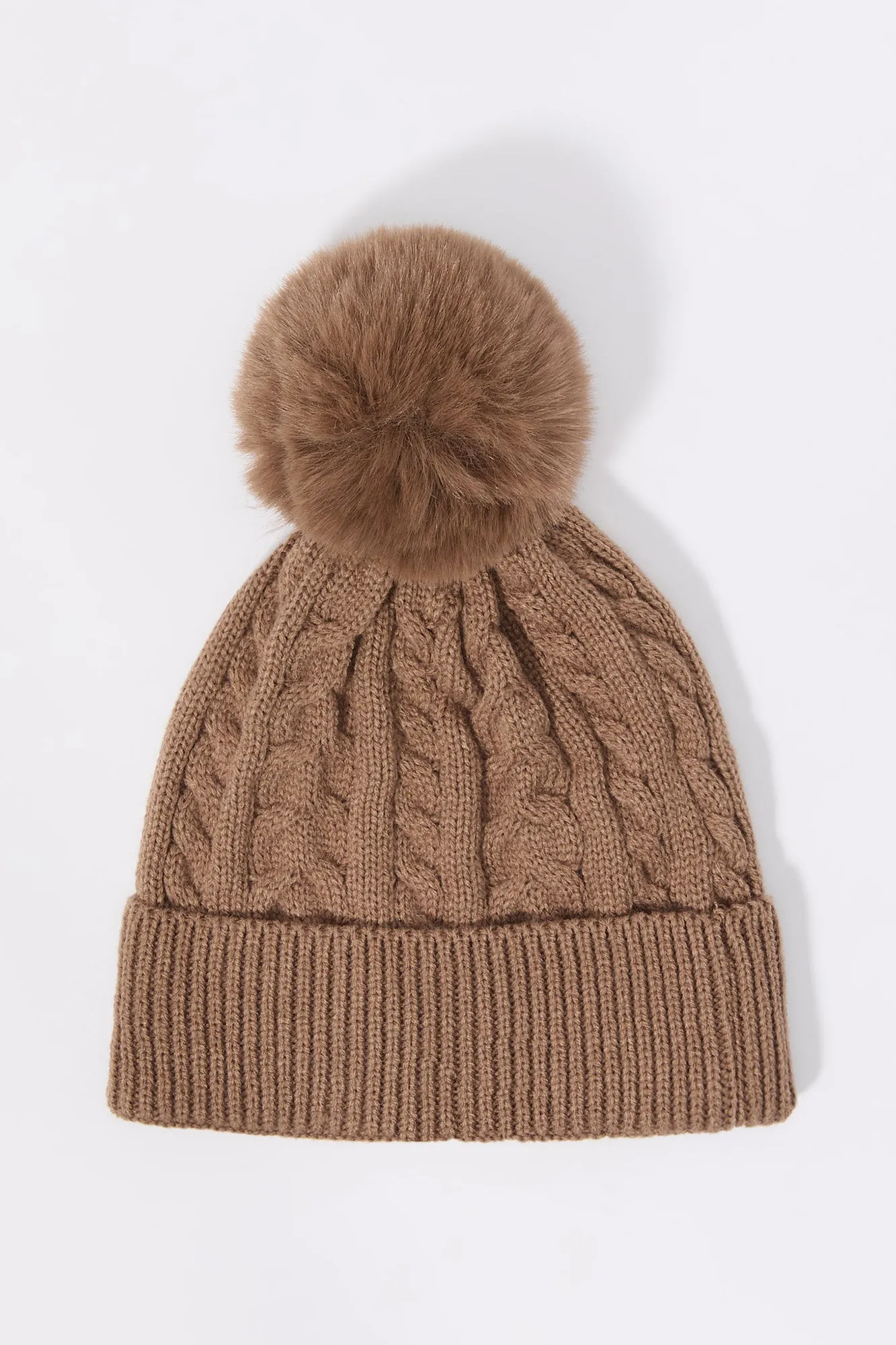 Cable Knit Pom Pom Beanie