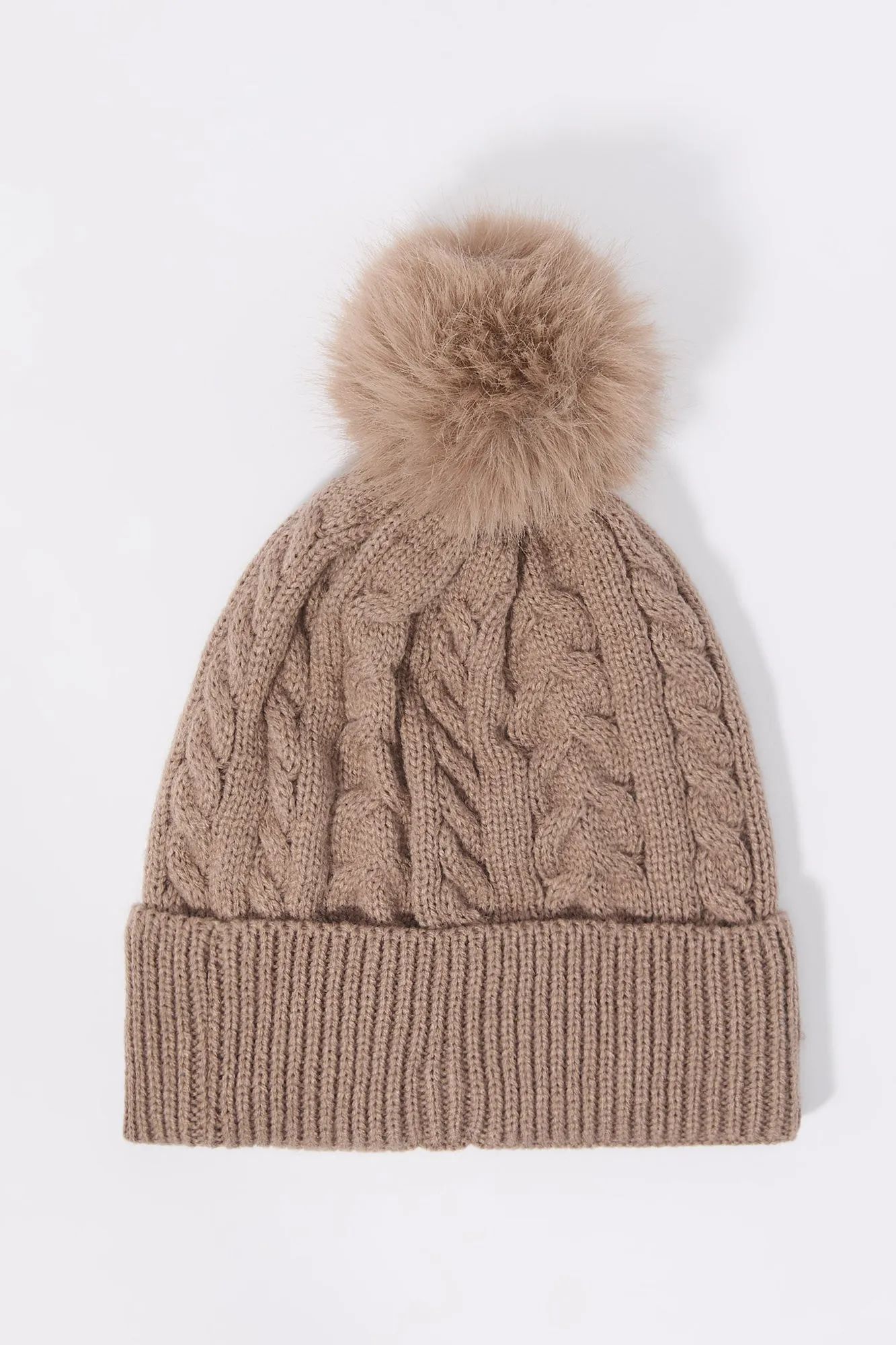 Cable Knit Pom Pom Beanie