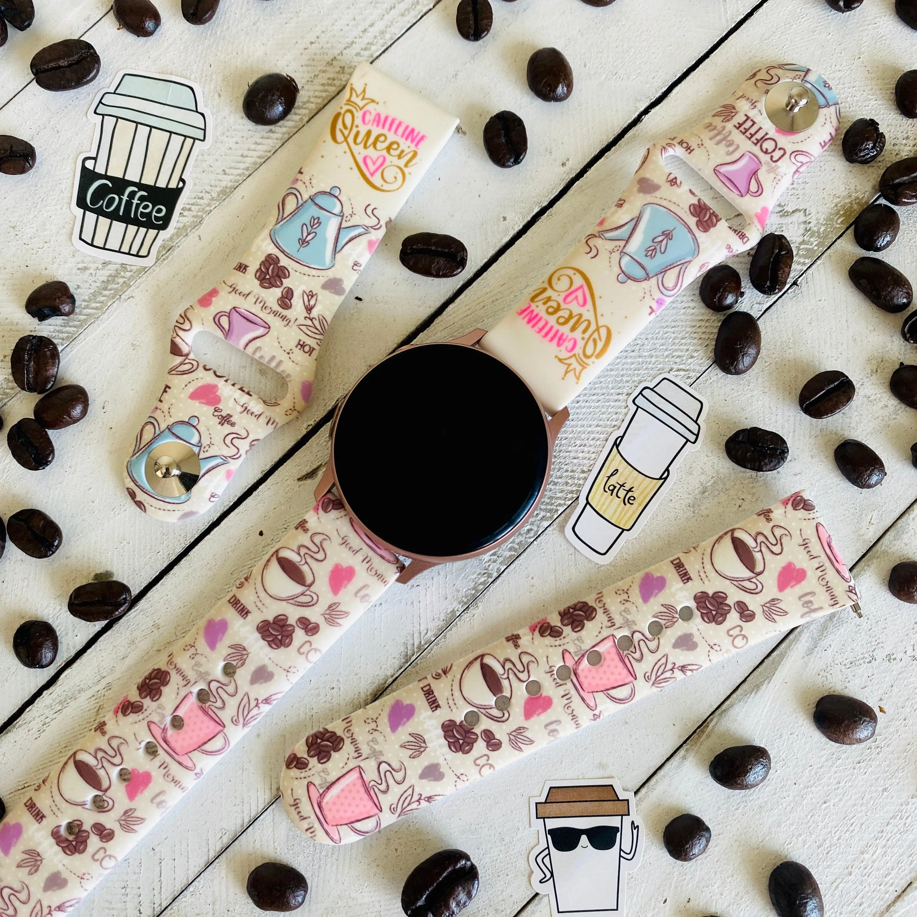 Caffeine Queen Print Silicone Band For Samsung Watch