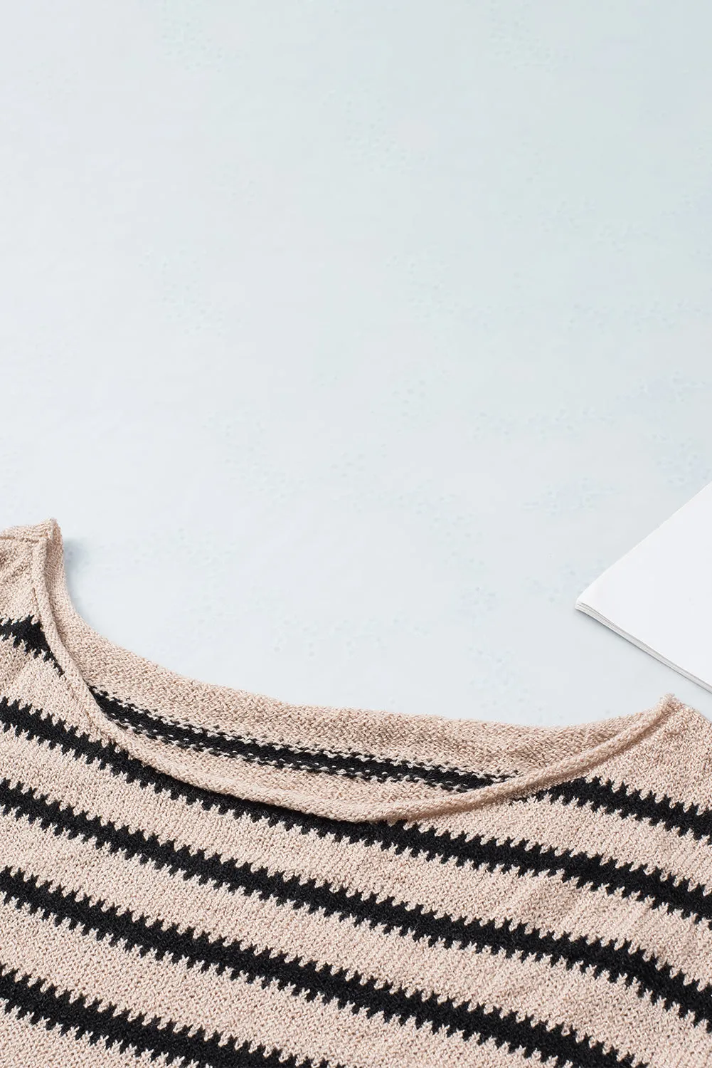 Casual Drop Shoulder Knitted Pullover Striped Sweater