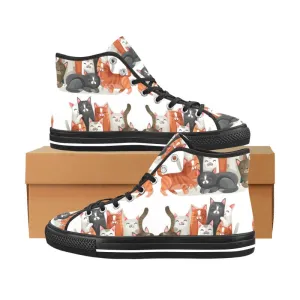 Cat Print High Top Canvas Women's Shoes