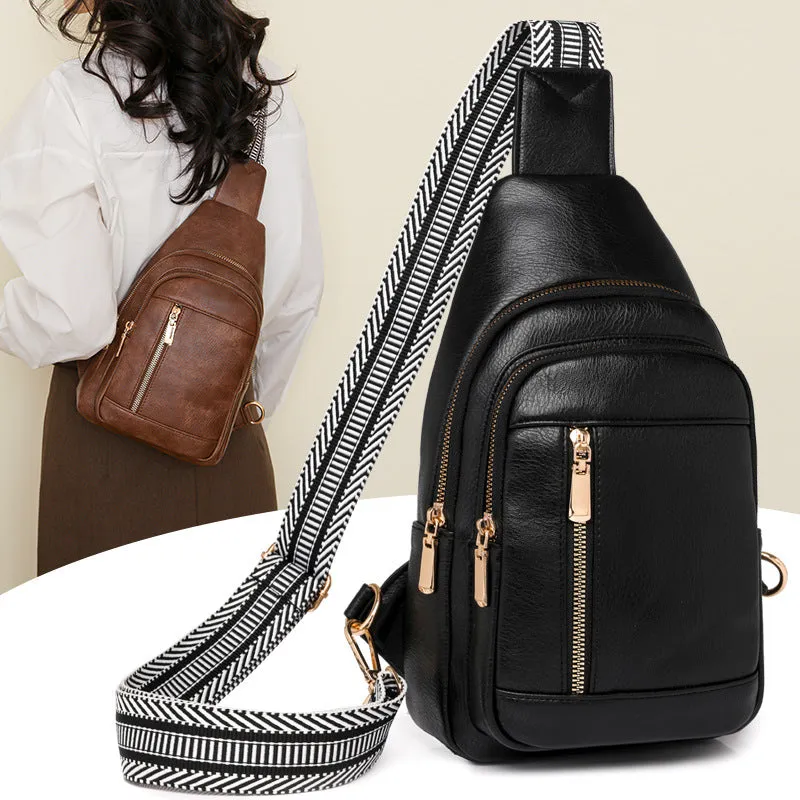 CHEST BAG FOR WOMEN'S FASHIONABLE RETRO PU CROSSBODY SMALL BAG WAIST BAG