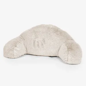 Children's High Back Support Cuddle Cushion - Fluffy Faux Fur Rabbit White