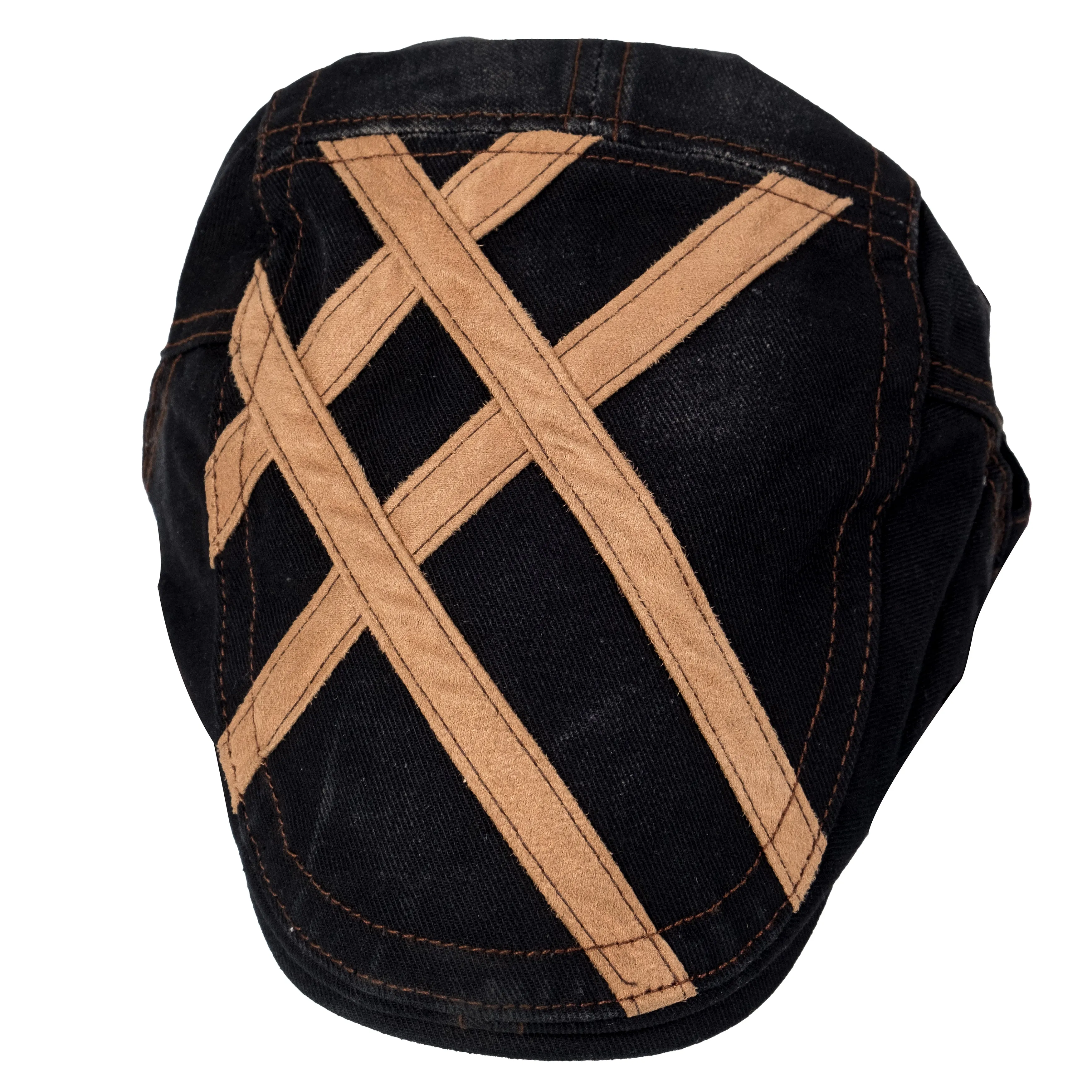 Chokore Denim Ivy Cap with Suede Detail (Black)