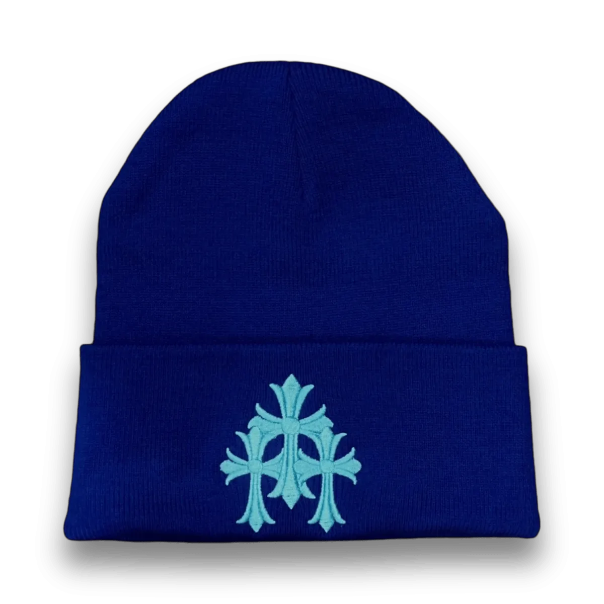 Chrome Hearts Three Crosses Logo Beanie Blue