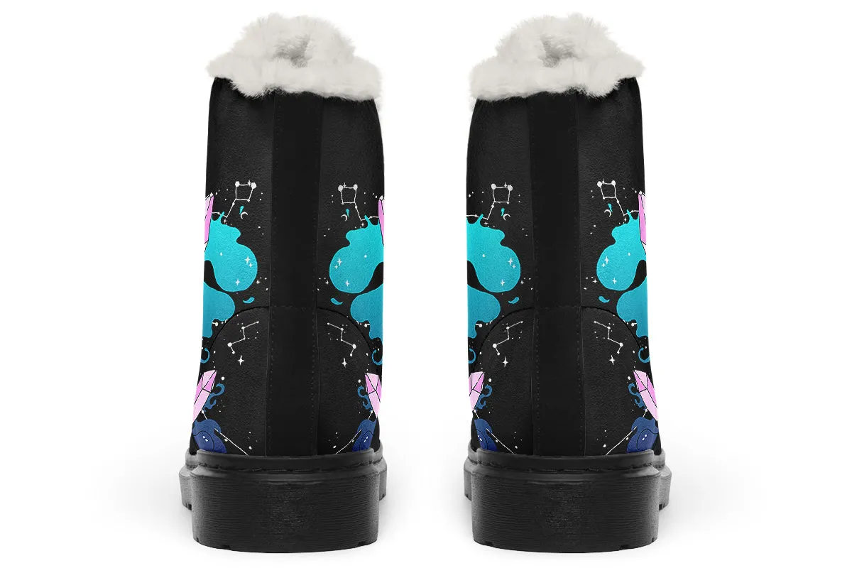 Crystal Sky Winter Boots - Warm Micro-Suede Doc-Style Boots Lined with Vegan Wool