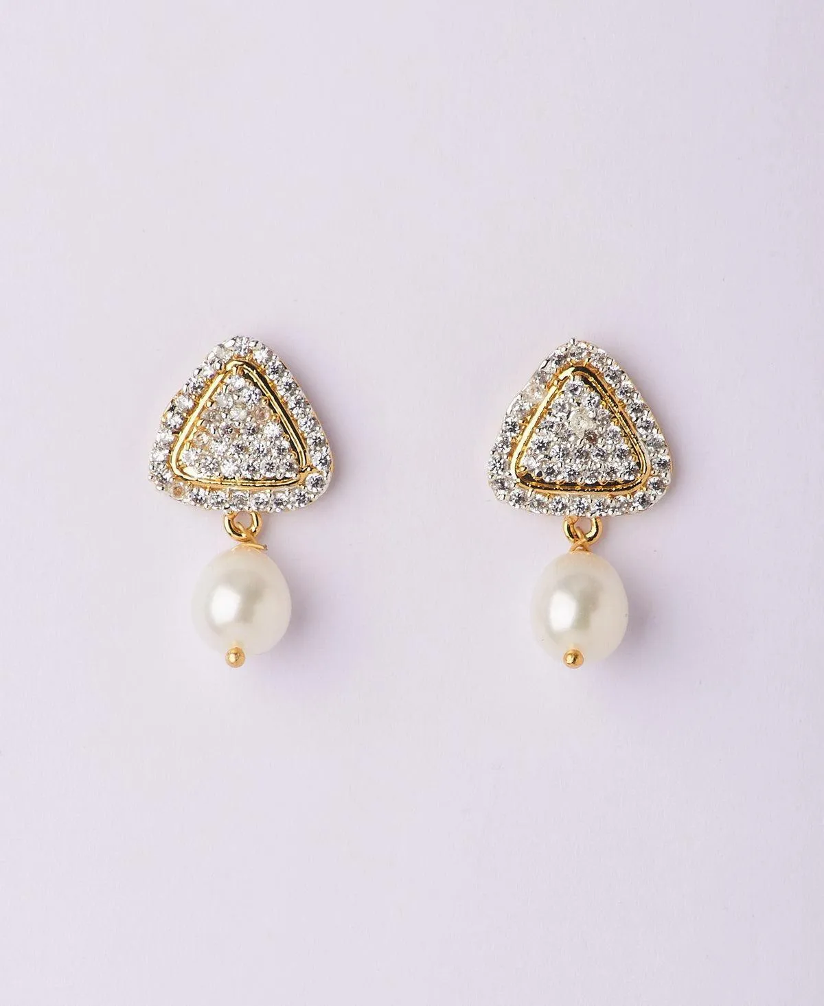 Delicate Stone Studded Pearl Earring