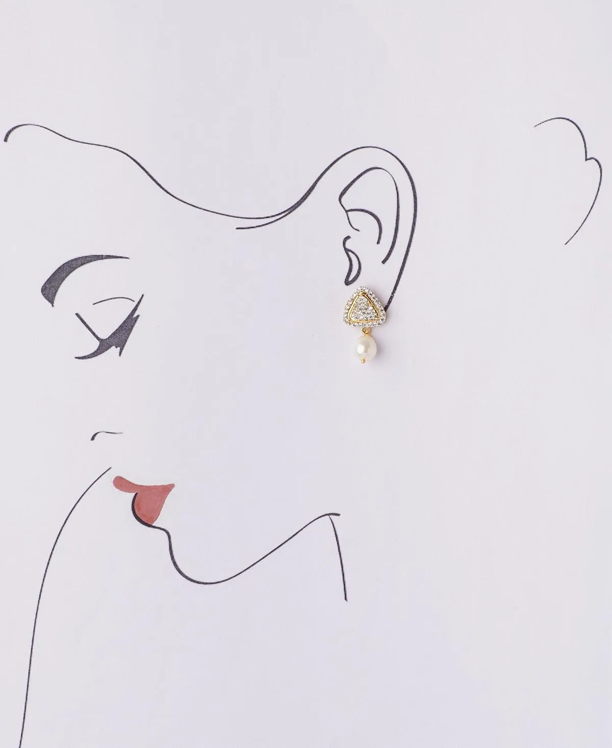 Delicate Stone Studded Pearl Earring