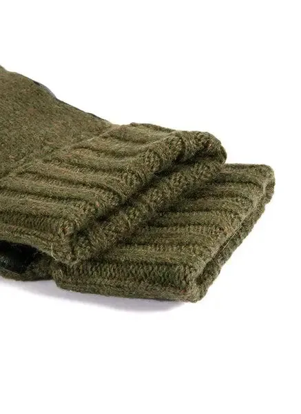 DENTS Browning Knitted Shooting Gloves With Leather Palm - Mens - Olive