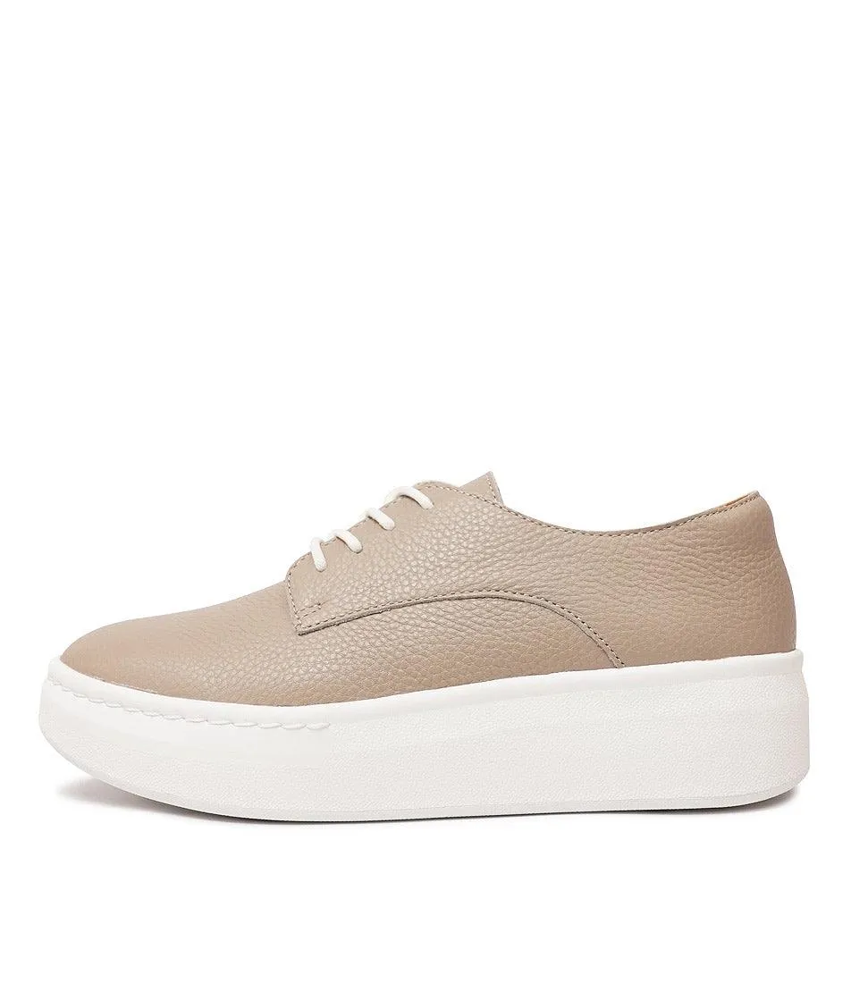 Derby City Taupe Tumble Leather Lace Up Flats