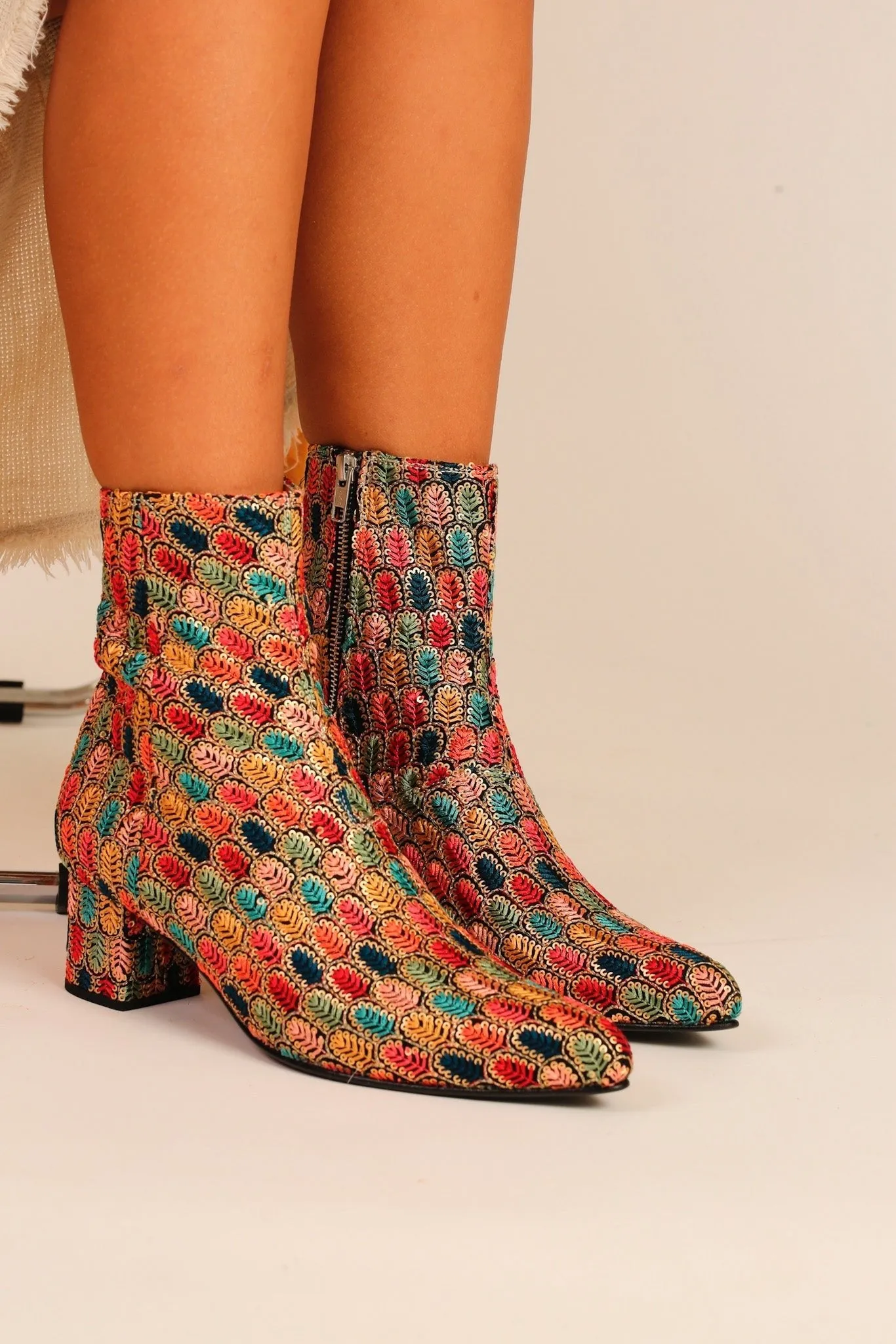 EMBROIDERED SILK BOOTS SHARON