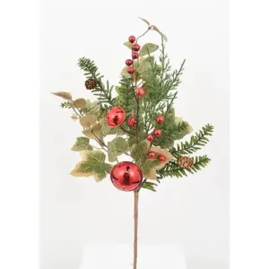 Enchante Shimmering Ivy & Red Bauble Pick 45cm