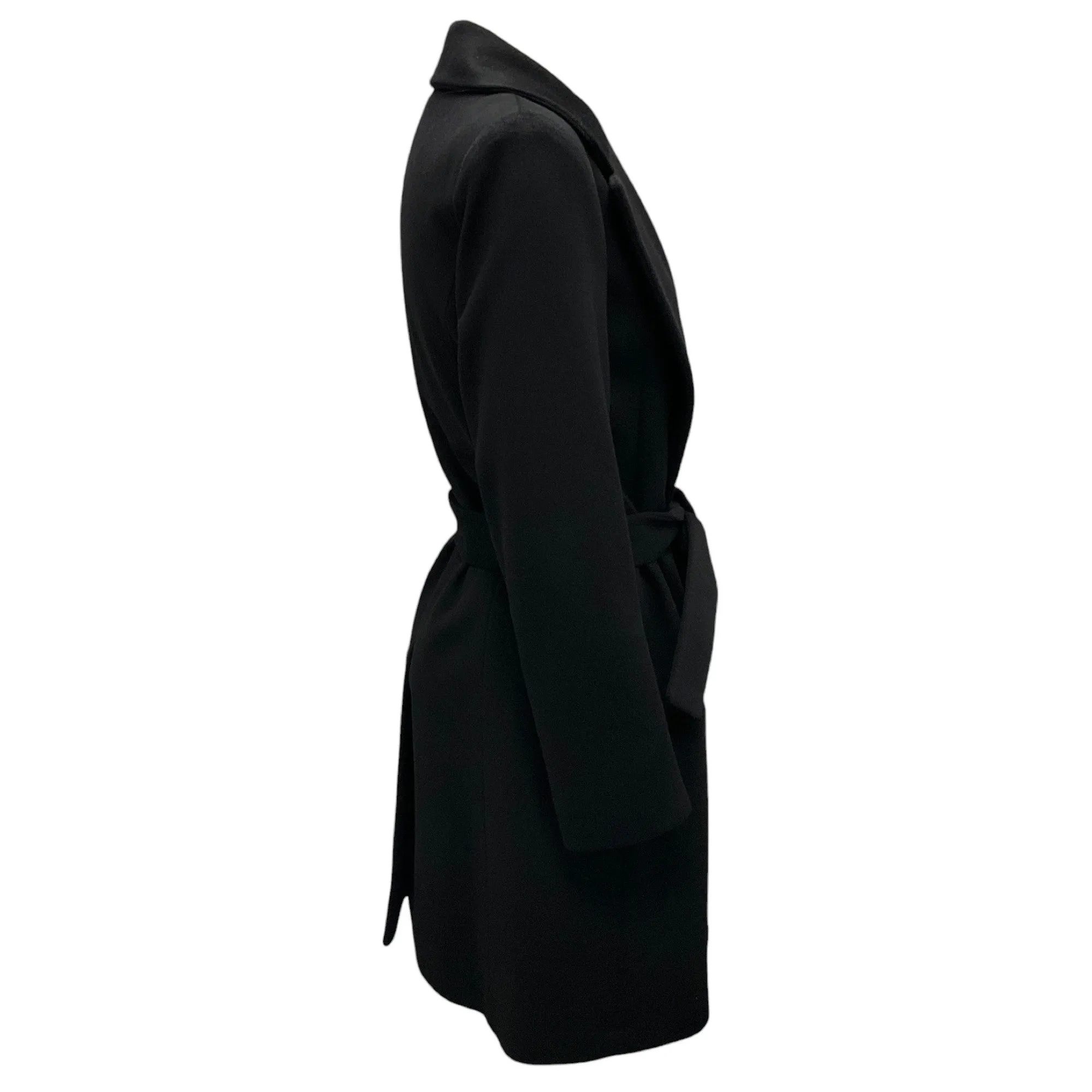 Fleurette Black Belted Cashmere Wrap Coat