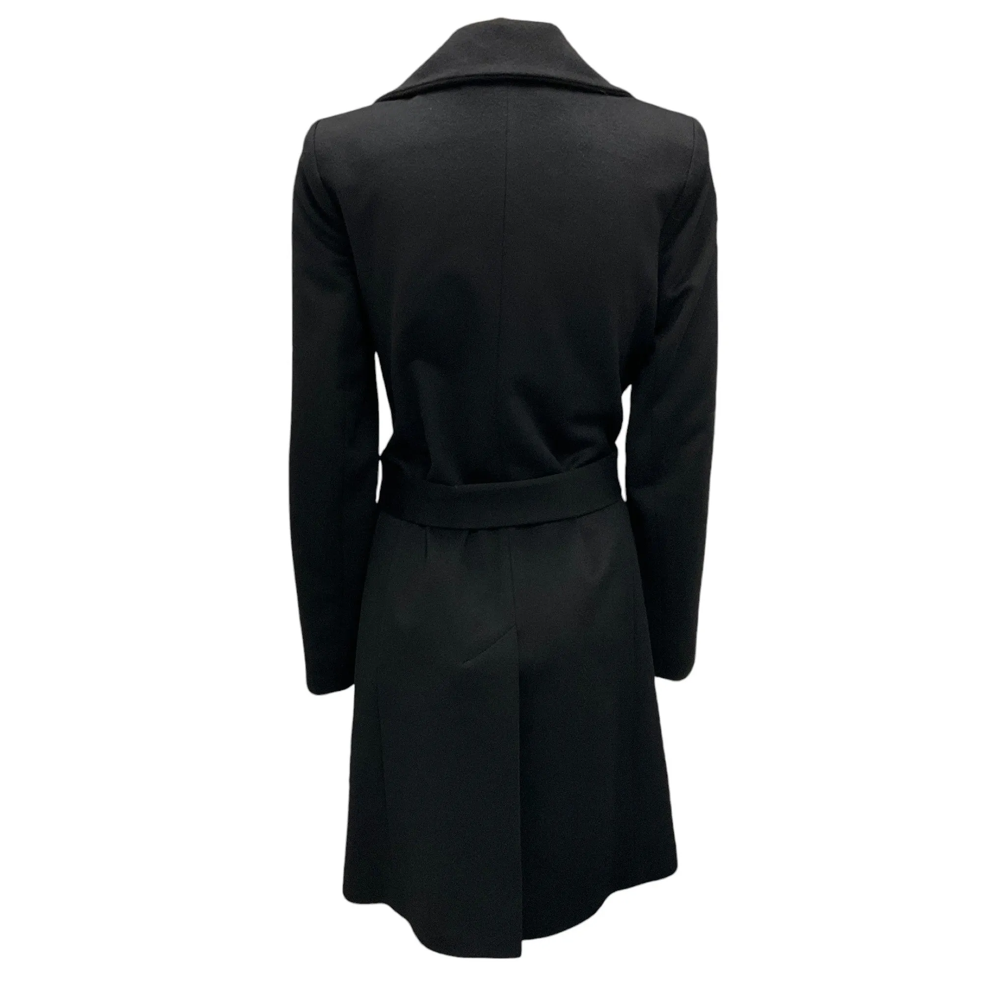 Fleurette Black Belted Cashmere Wrap Coat