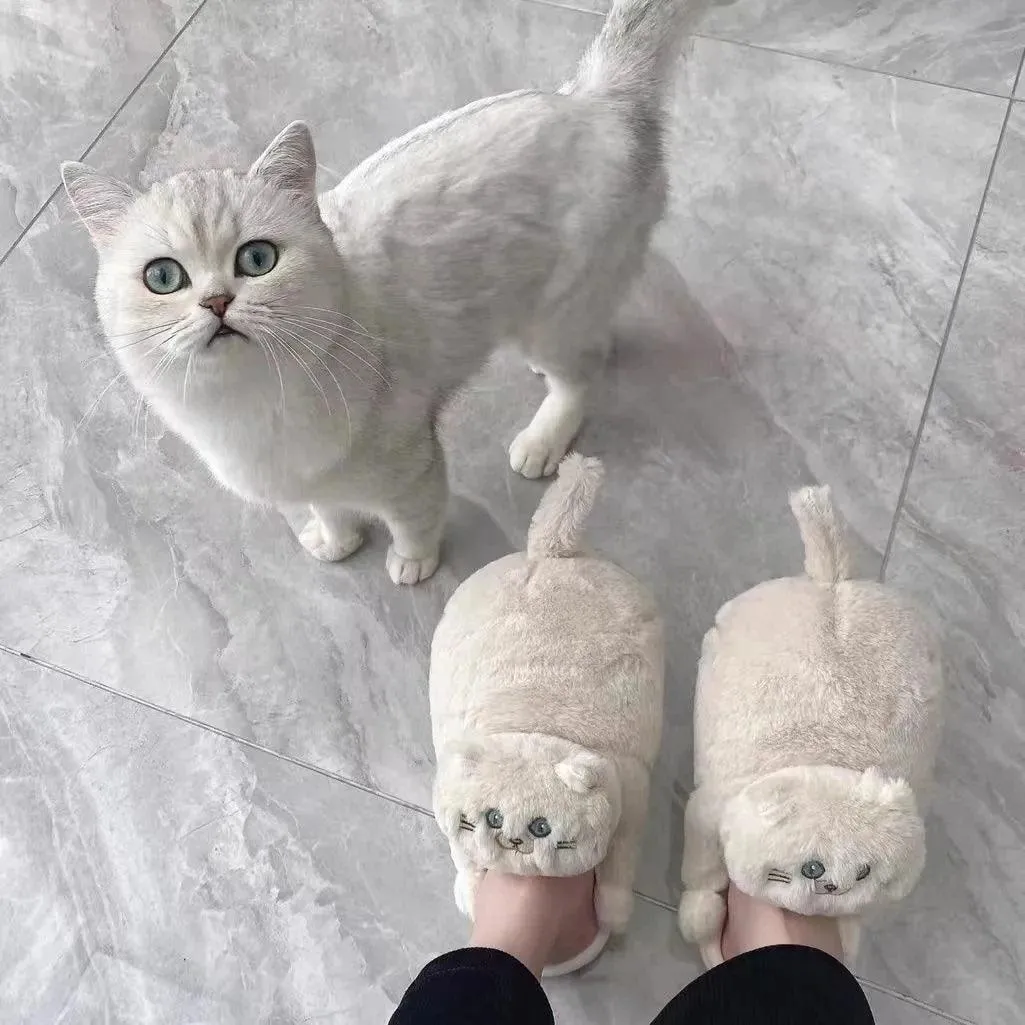 Fluffy Cat Slippers For Adults