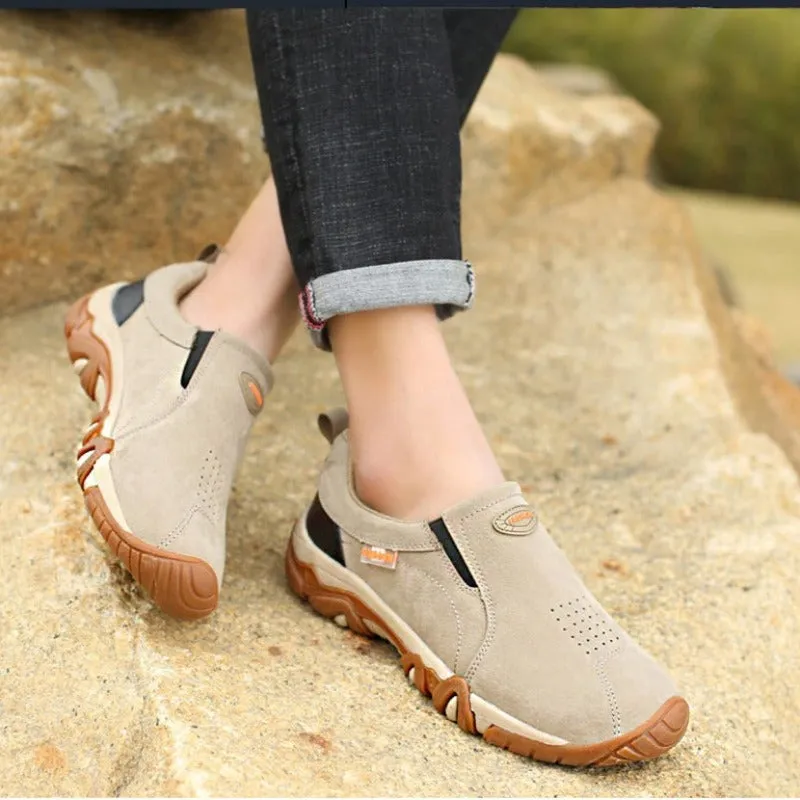 Genuine Leather Outdoor Slip On Sneakers