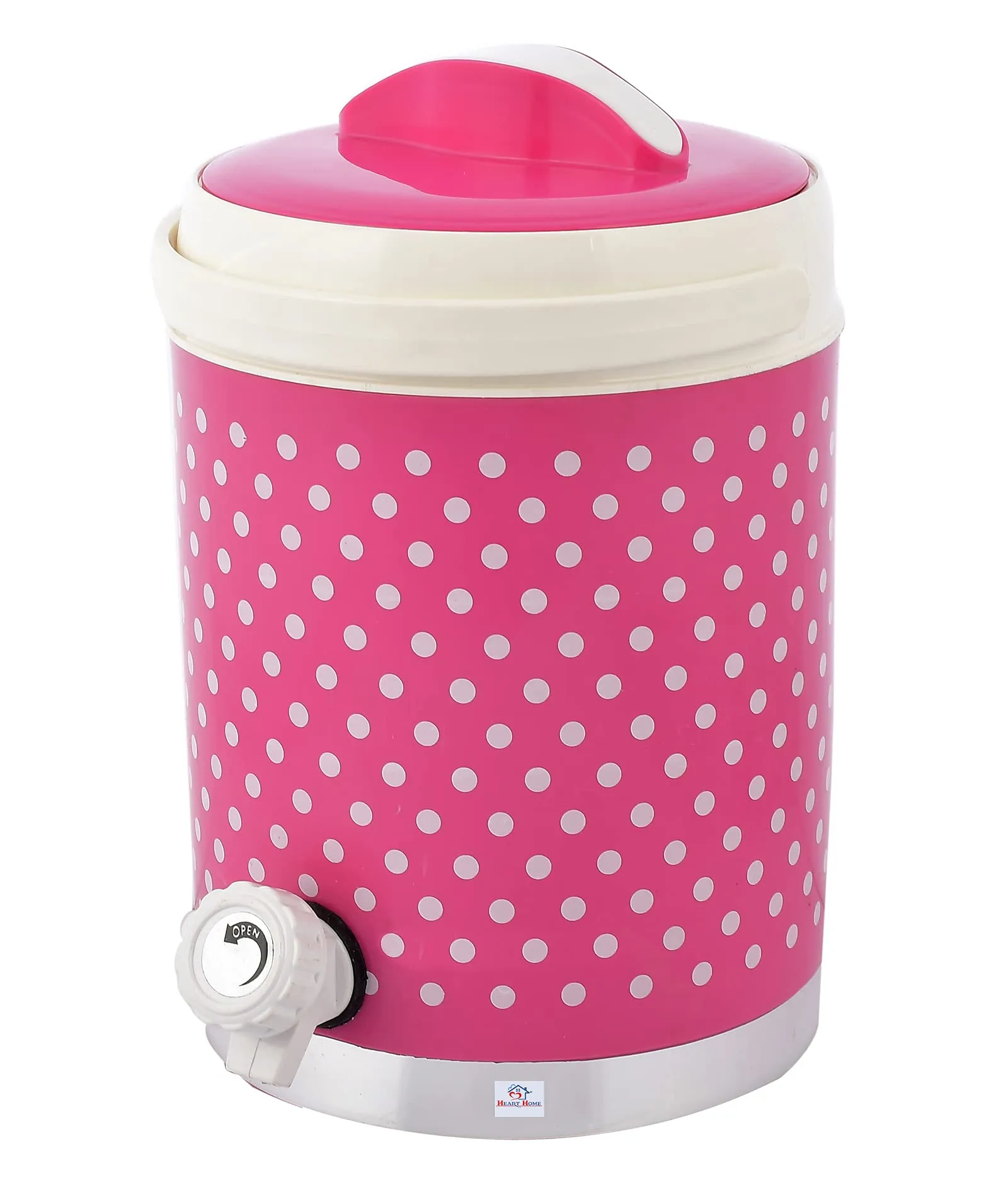 Heart Home Dot Printed Insulated Water Jug/Camper with Handle, 3.5 Ltrs (Pink)-HS42HEARTH25198