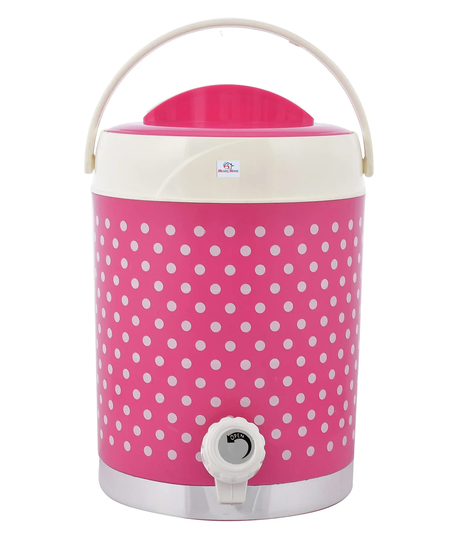 Heart Home Dot Printed Insulated Water Jug/Camper with Handle, 3.5 Ltrs (Pink)-HS42HEARTH25198