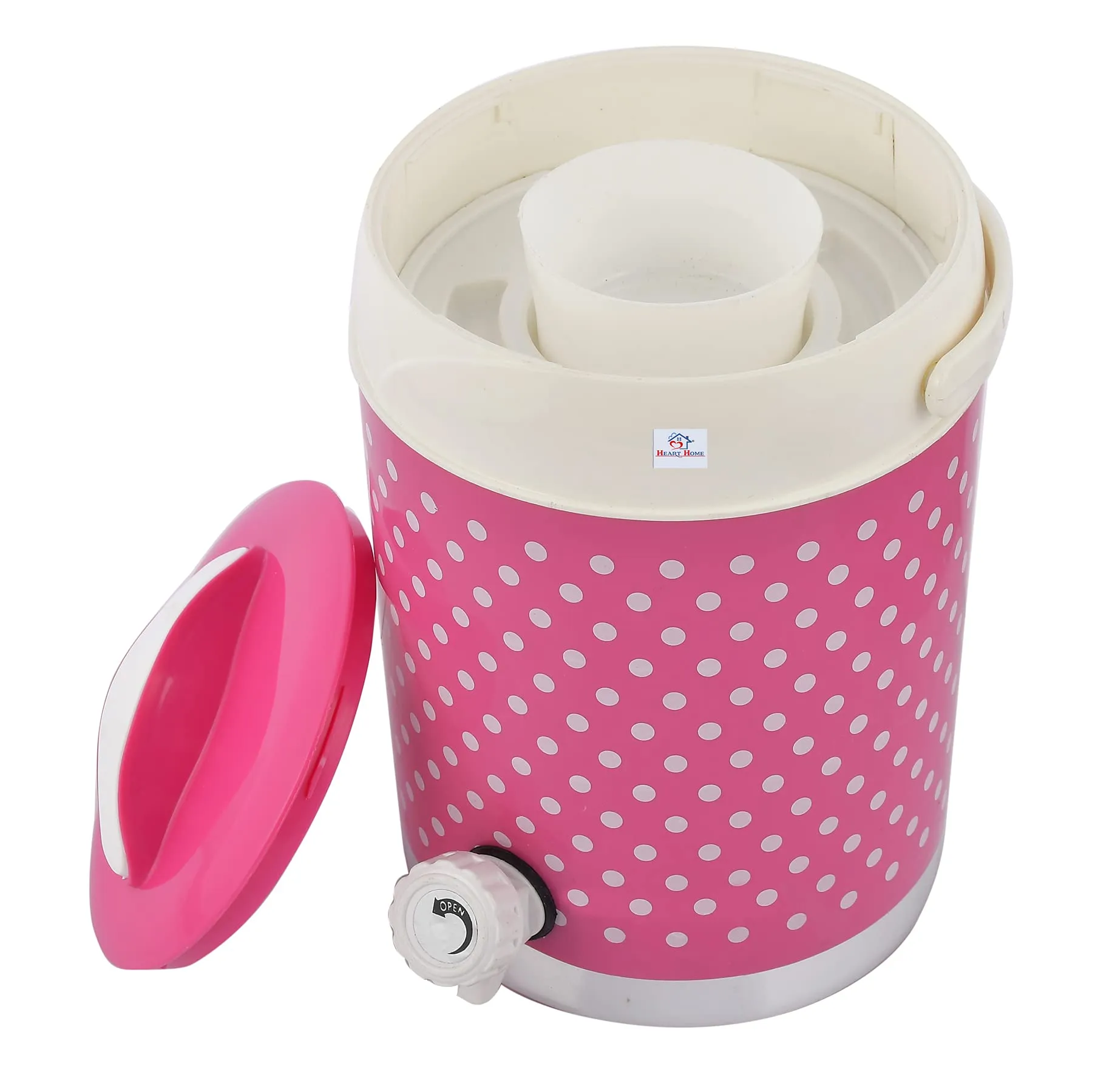 Heart Home Dot Printed Insulated Water Jug/Camper with Handle, 3.5 Ltrs (Pink)-HS42HEARTH25198