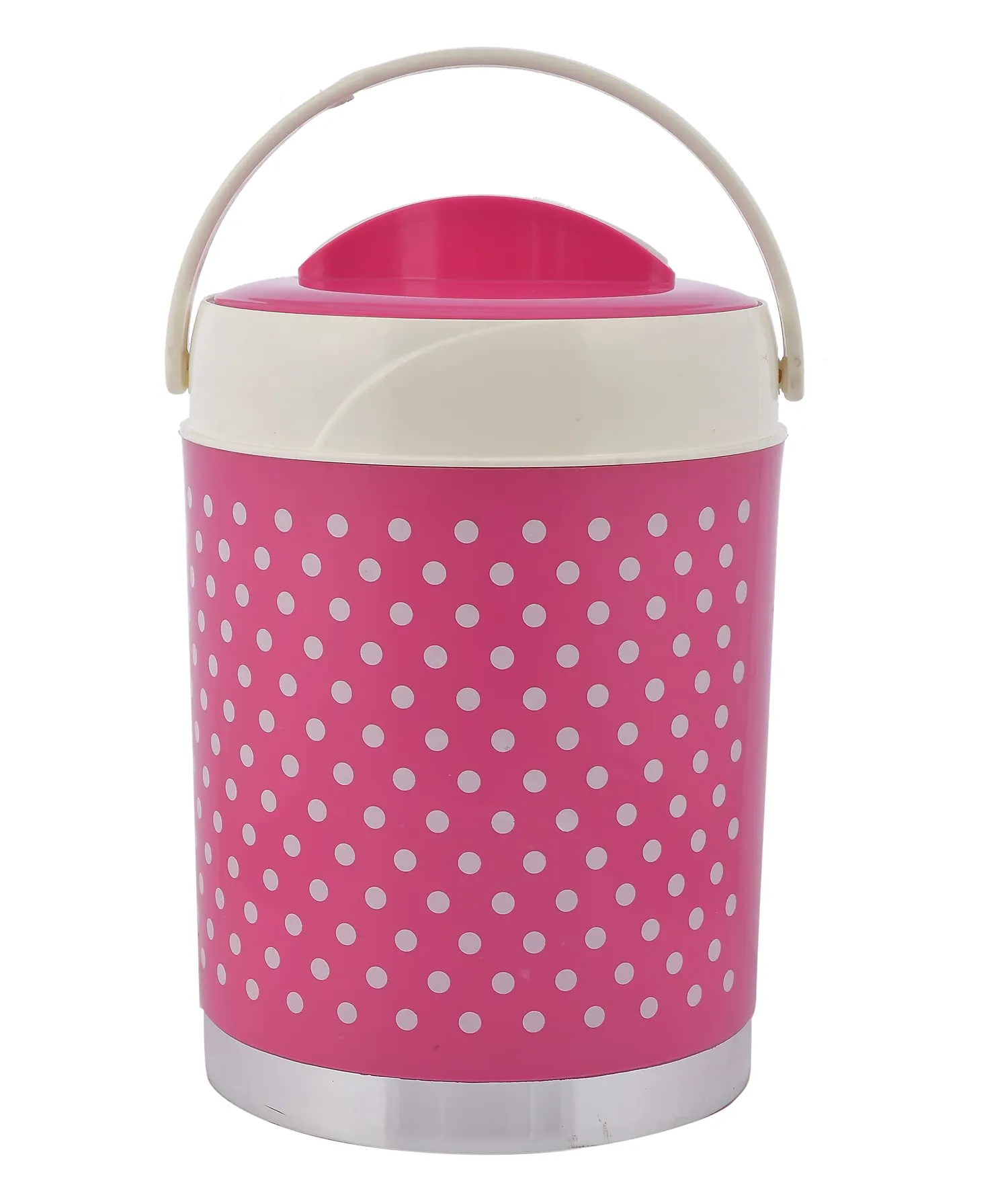 Heart Home Dot Printed Insulated Water Jug/Camper with Handle, 3.5 Ltrs (Pink)-HS42HEARTH25198