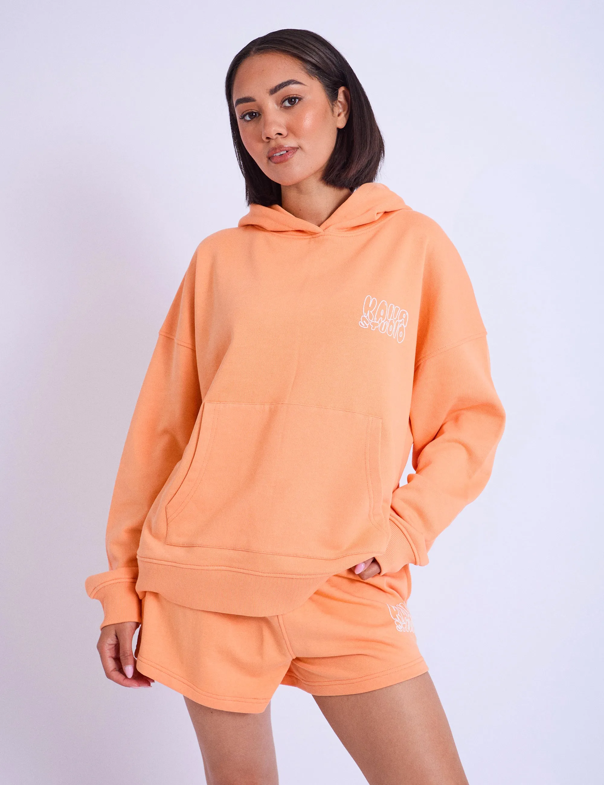 Kaiia Studio Bubble Logo Oversized Hoodie Light Orange