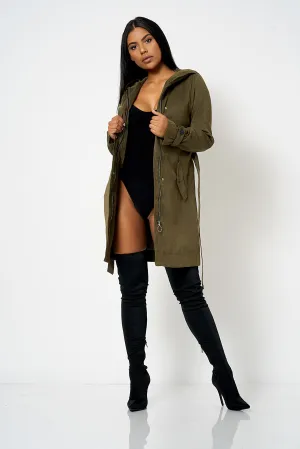 Khaki Hooded Parker Jacket