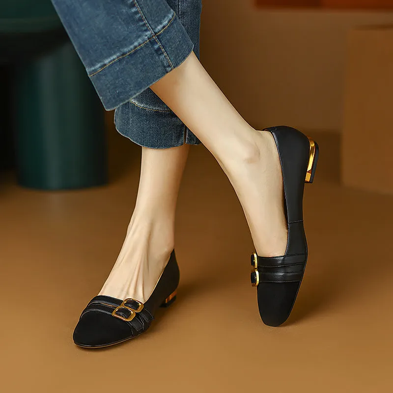 Kylee Black Cap Toe Ballet Flats