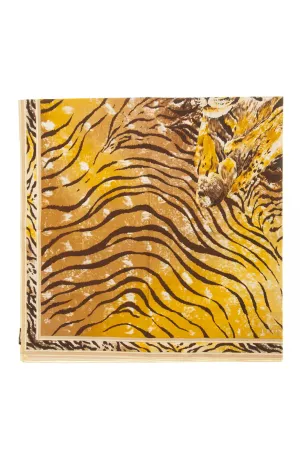 Leonard - Brown and Gold Tiger Print Scarf - One SIze