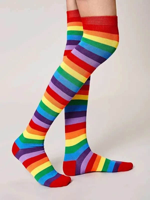 Light Rainbow Over the Knee Socks