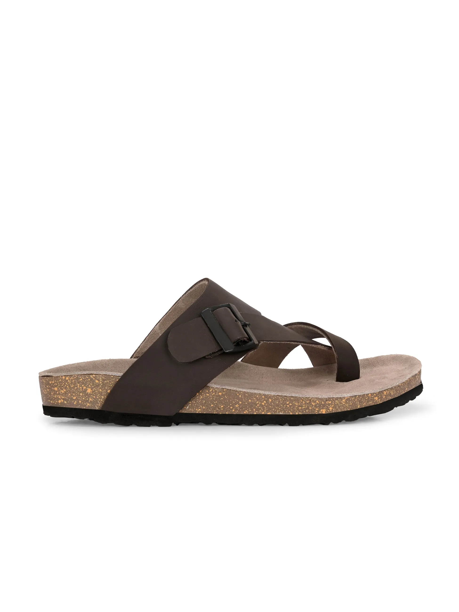 Marlin Brown Open Toe Flats