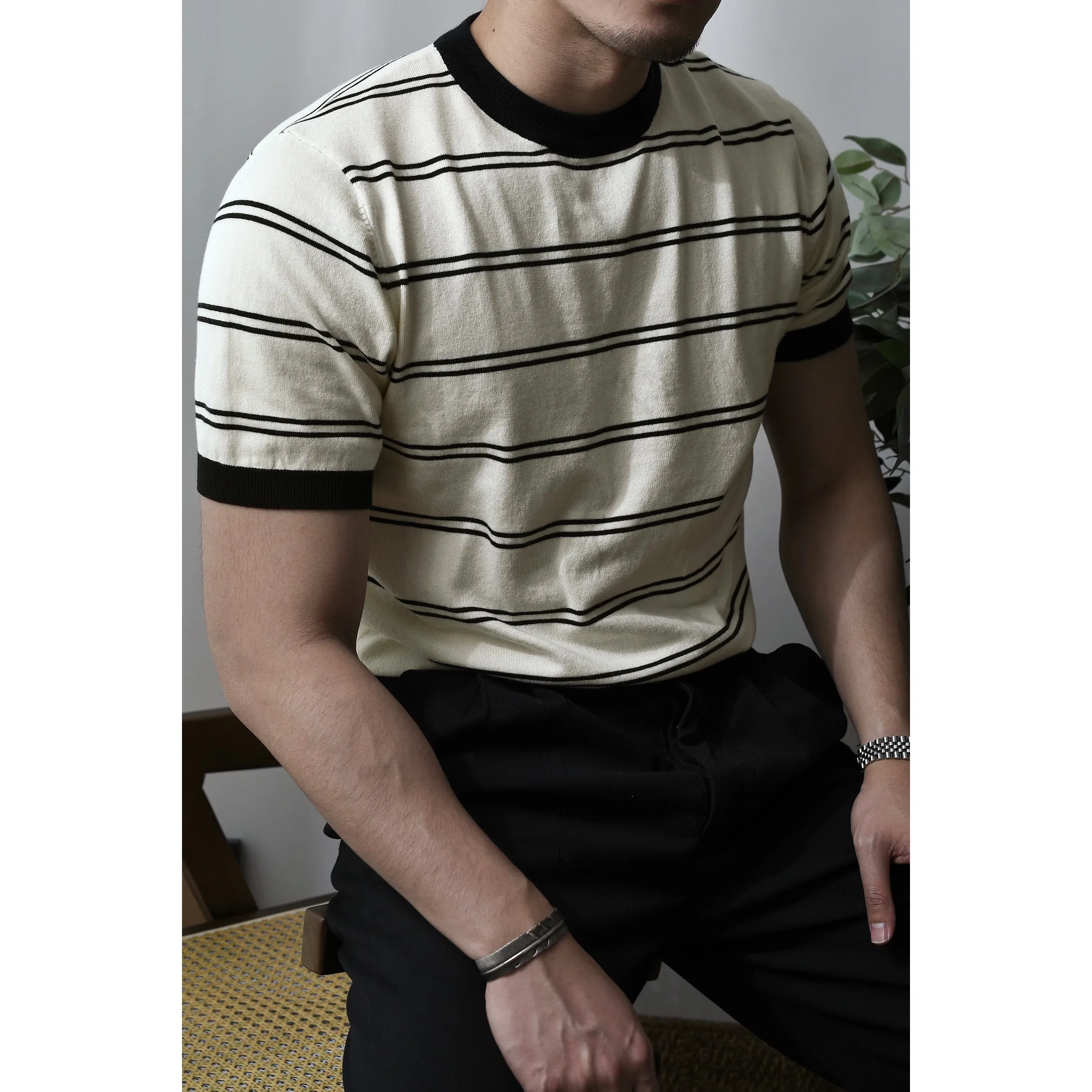 Men's Striped T-shirt Breton Top