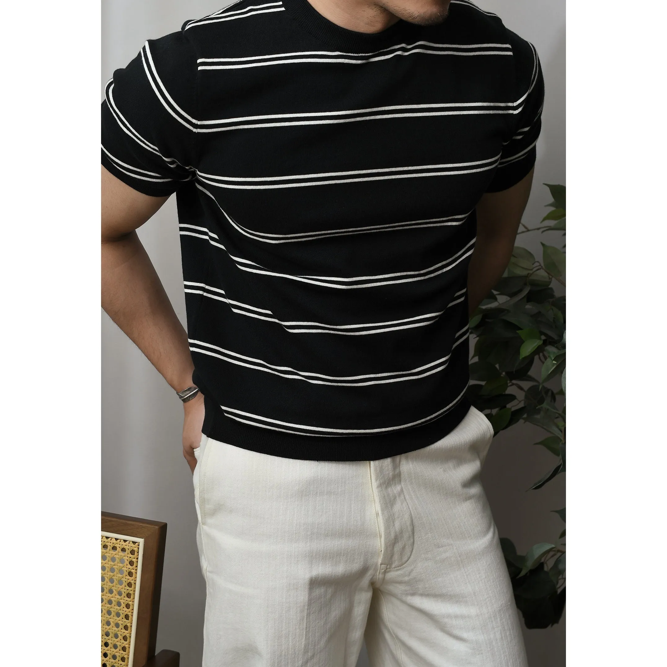 Men's Striped T-shirt Breton Top