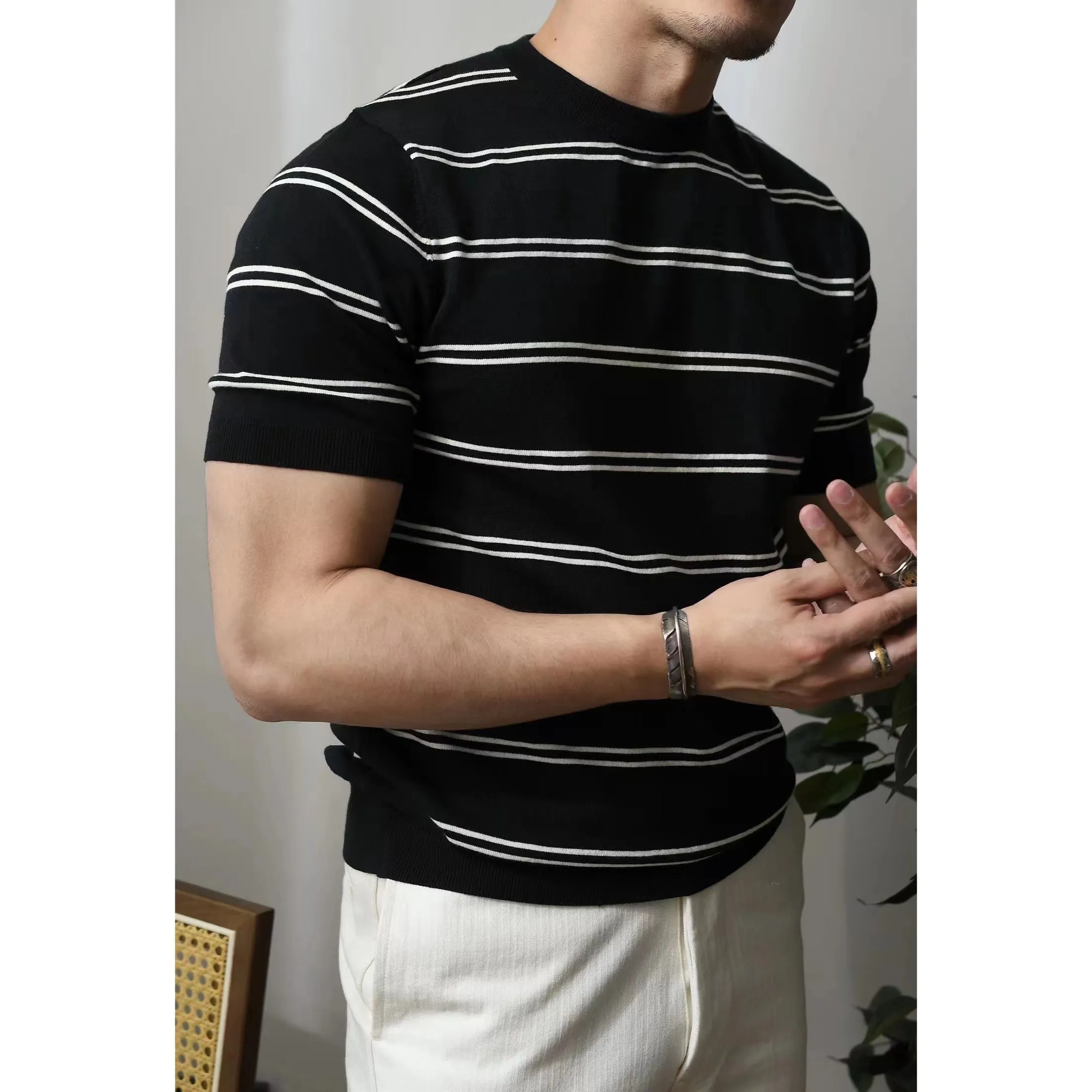 Men's Striped T-shirt Breton Top