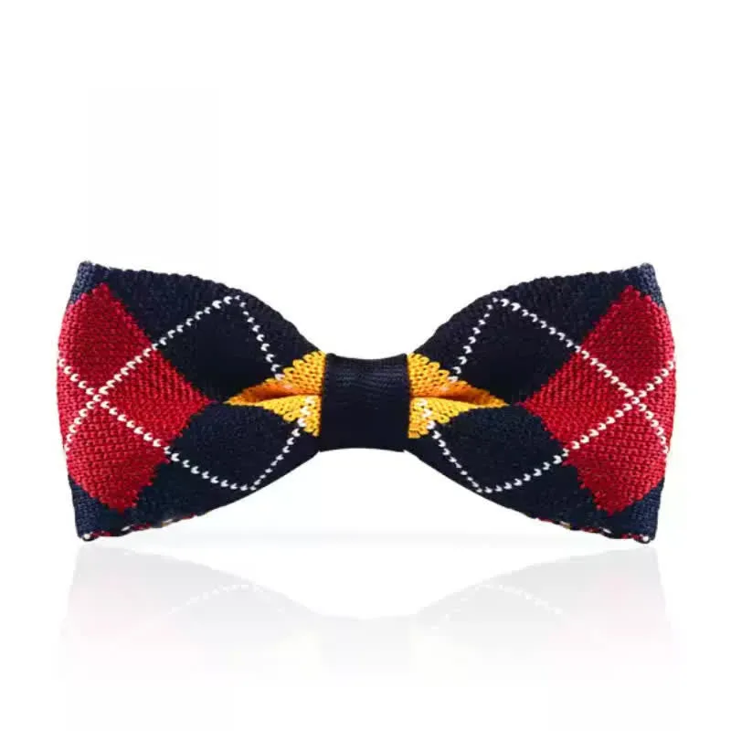 Men's Vintage Scottish Plaid Knitted Bow Tie