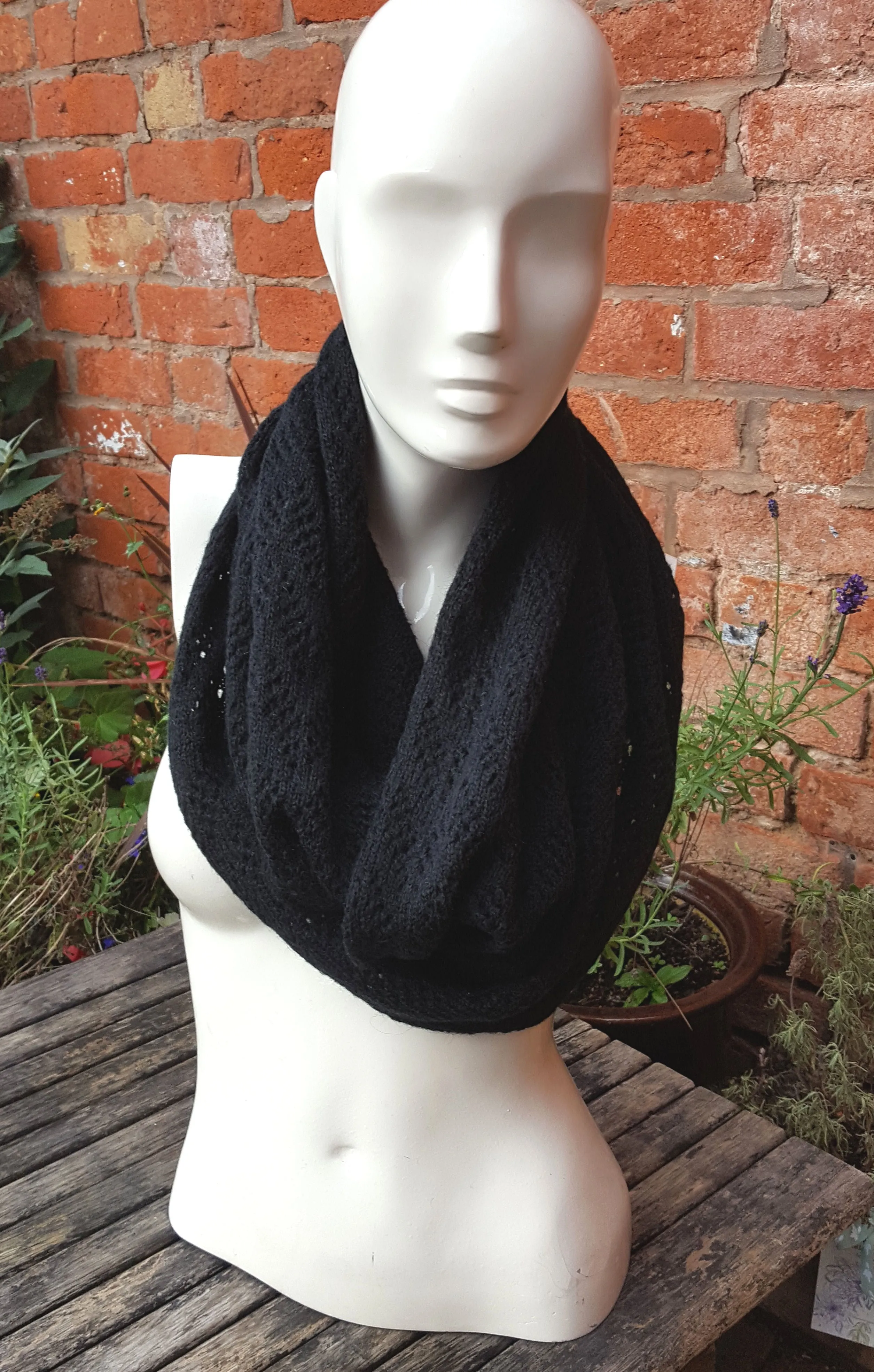 Mohair, Handmade cowl, infinity scarf, mobius scarf, in black