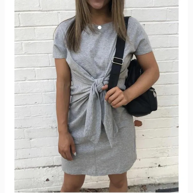 Most - Grey cotton tie up dress.