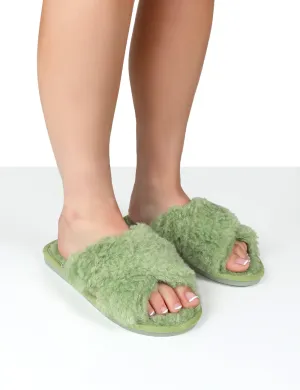 Nightcap Green Cross Strap Slippers