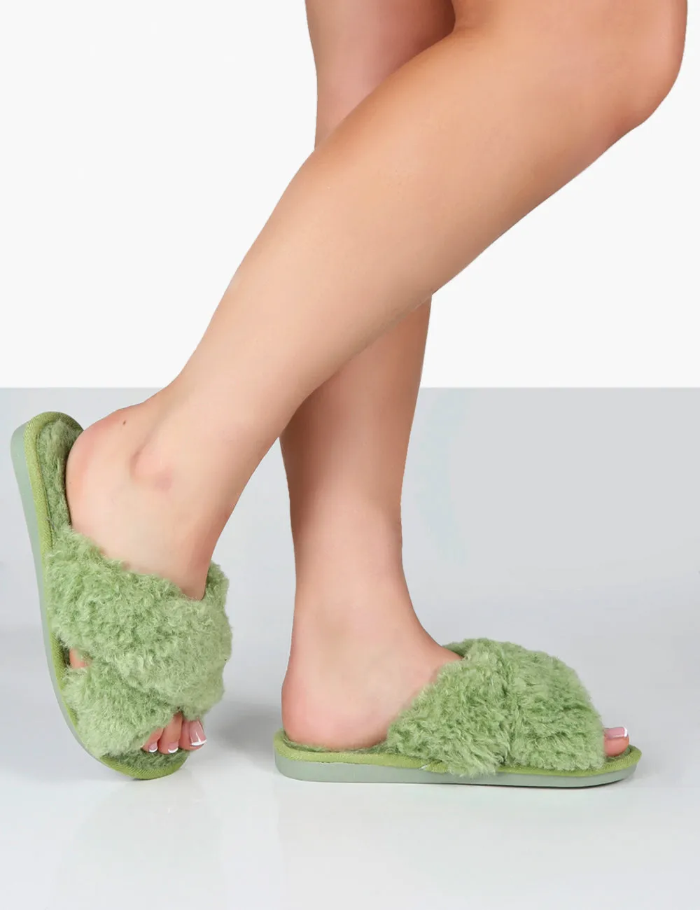 Nightcap Green Cross Strap Slippers