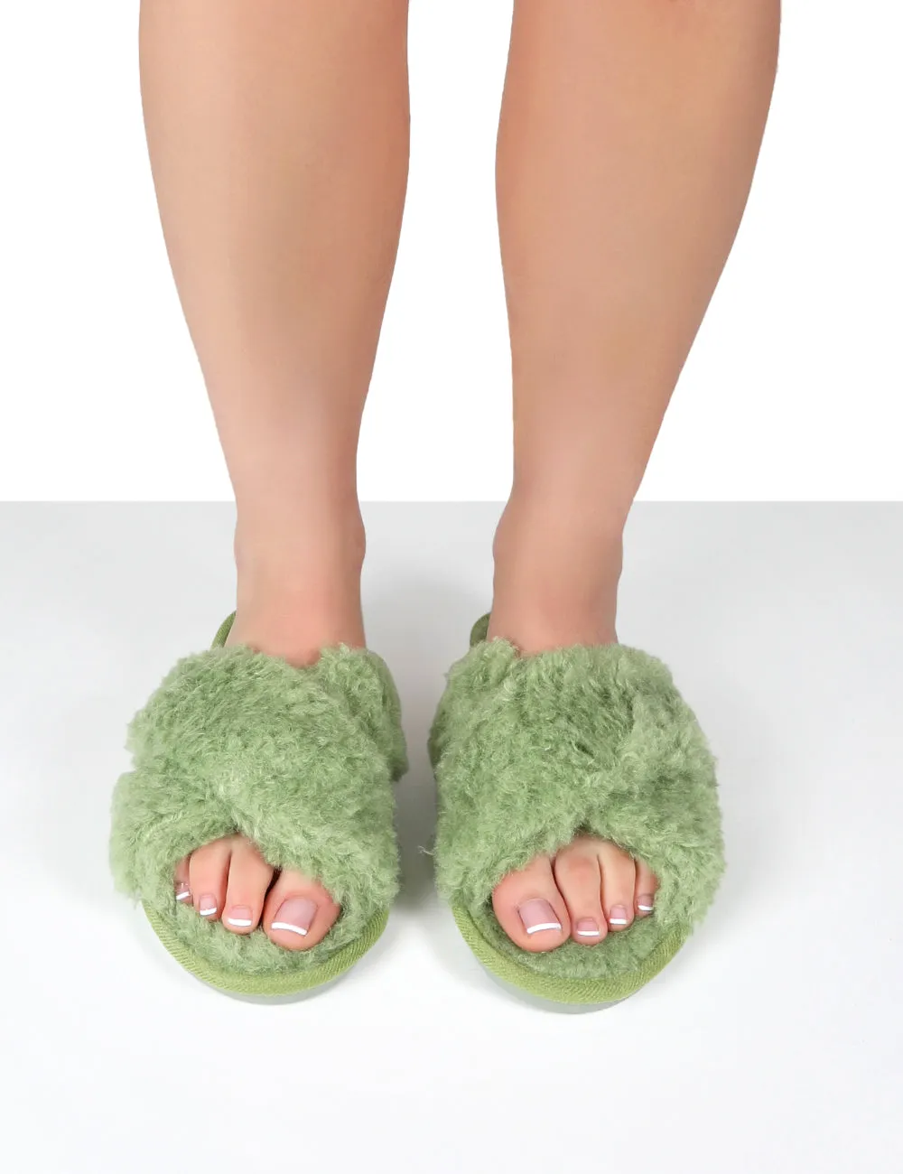 Nightcap Green Cross Strap Slippers