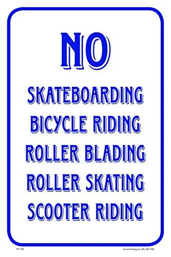 No Skateboarding 12"X18" Aluminum/PVC Sign