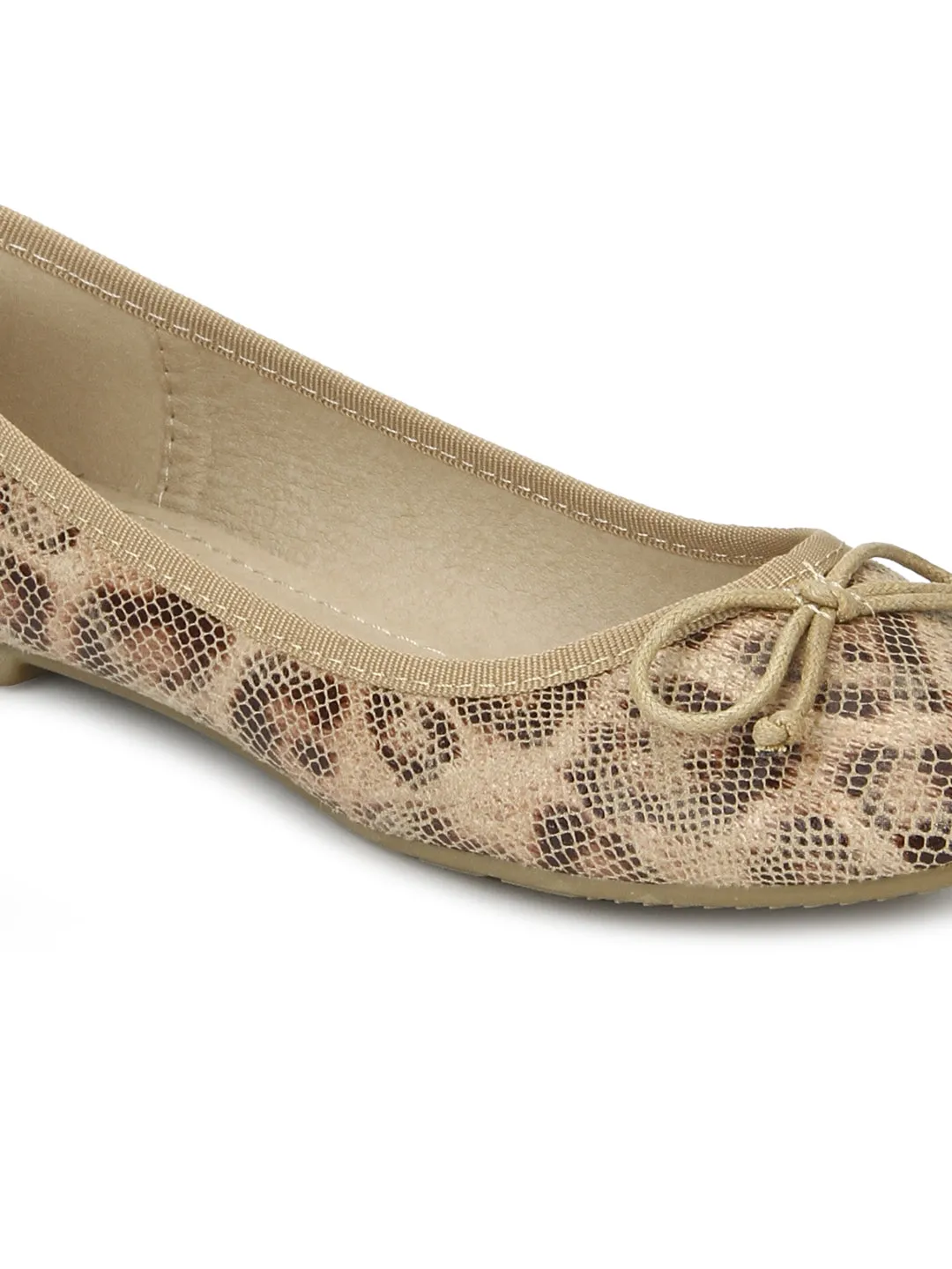 Nude Snake Print Ballerina Flats